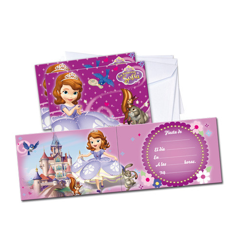 6 Cartes D Invitation Princesse Sofia