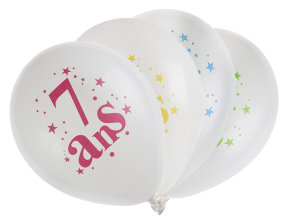 8 Ballons Joyeux Anniversaire 7 Ans Multicolores