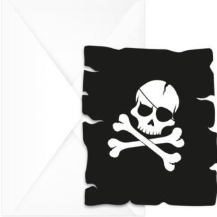 6 Cartes D Invitation Avec Enveloppes Pirate Tete De Mort