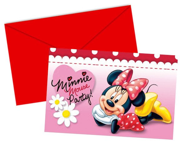 Anniversaire Minnie Marguerite 6 Cartes D Invitation Enveloppes A Prix Incroyable