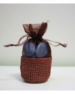 Bourses en jute et organza de couleur chocolat à prix choc