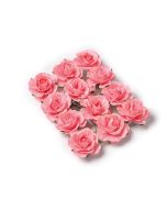 12 Roses papier sur tige corail 