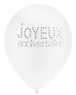 Lot de 8 ballons "Joyeux Anniversaire" de coloris blanc