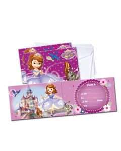 6 Cartes d'invitation Princesse Sofia