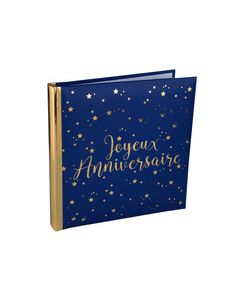 livre d'or joyeux anniversaire métallisé bleu et or