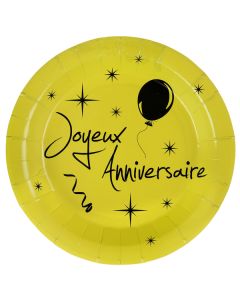 10 assiettes "Joyeux Anniversaire" vertes