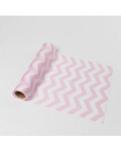 Chemin de table chevron rose et blanc