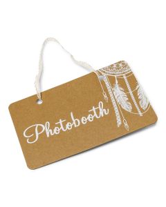 Pancarte bois photobooth kraft lien dentelle