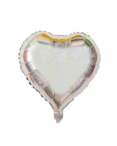 Ballon hélium coeur irisée - Argent - 55 cm x 60 cm