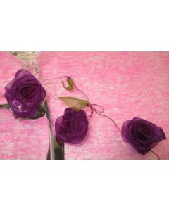 Guirlande de roses en organza - prune