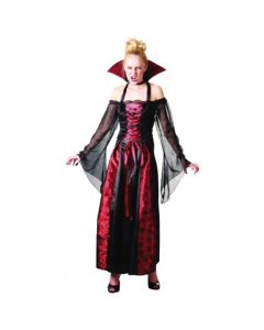 Déguisement femme vampire noir et rouge luxe - Taille unique