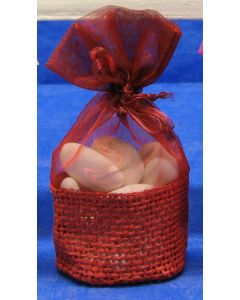 Bourses en jute et organza - bordeaux 5,5 cm x 12 cm 