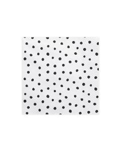 Serviettes papier blanches à pois noirs x 20