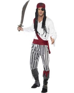 Déguisement homme pirate rayé blanc noir