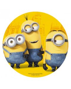 Disque gâteau Minions en sucre - 20 cm